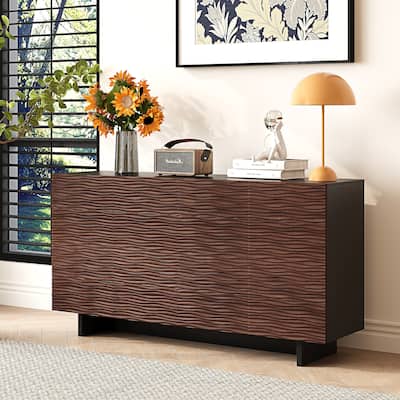 59" Storage Sideboard Buffets Cabinet With 4 Doors And Adjustable Shelves
