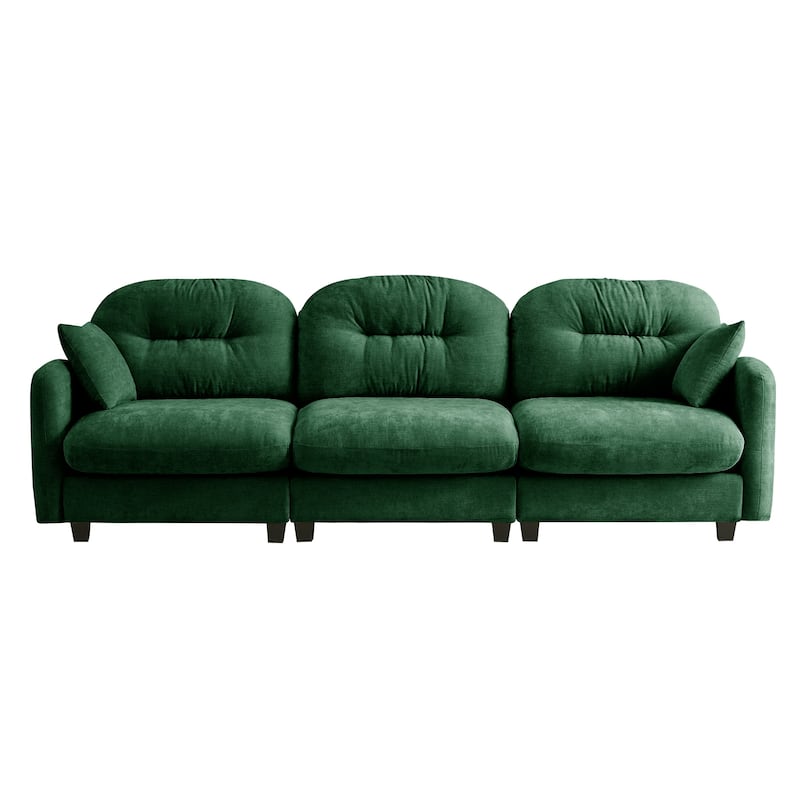 GDF Studio - Bell Modern Chenille Modular 3-Seat Sofa with Ergonomic Tufted Backrest and Wooden Base