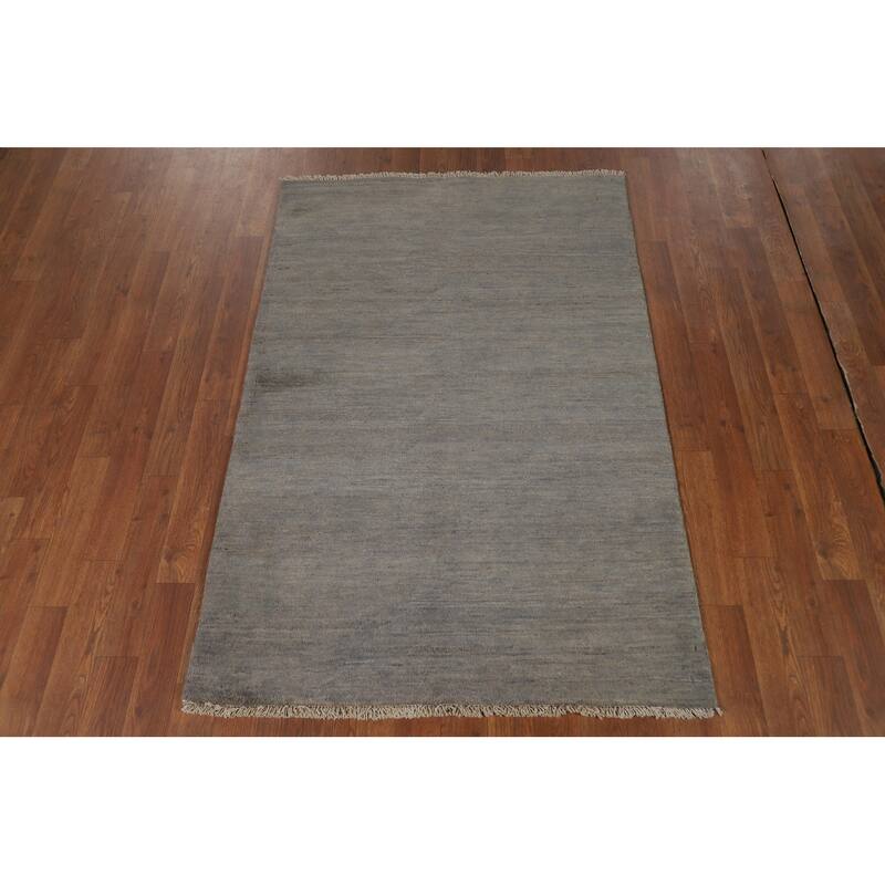 Gray Contemporary Gabbeh Oriental Foyer Rug Hand-Knotted Wool Carpet - 3'2"x 4'9"