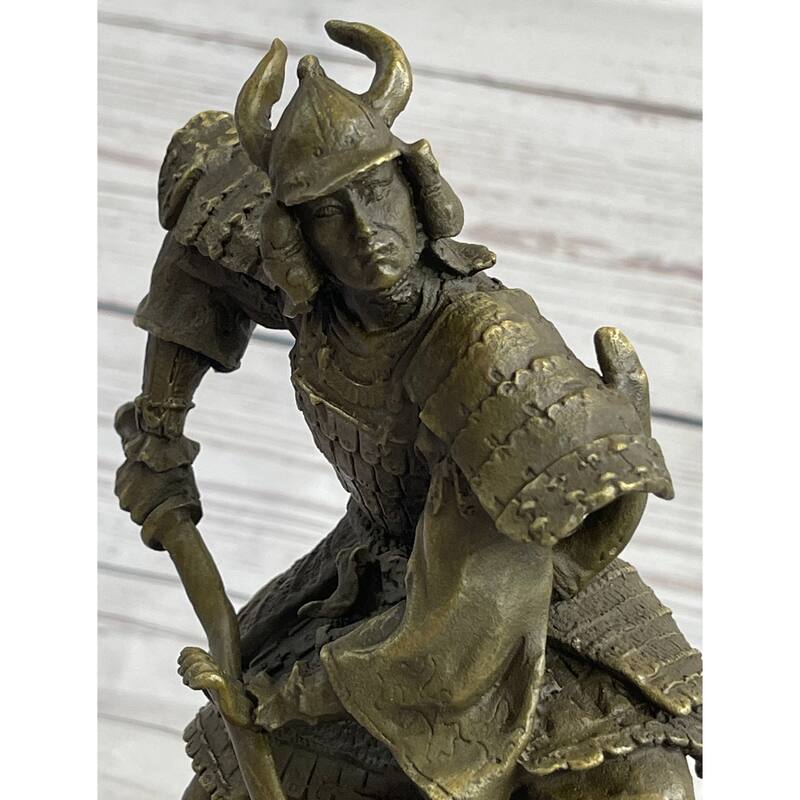 Japanese Samurai Warrior Bronze Statue Sculpture Figure Signed Original 9 Inches X 5 Inches