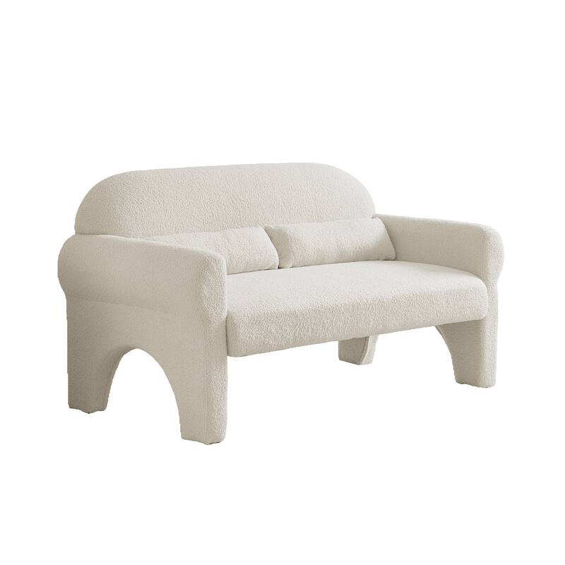 Modern teddy fabric loveseat for Living room - White
