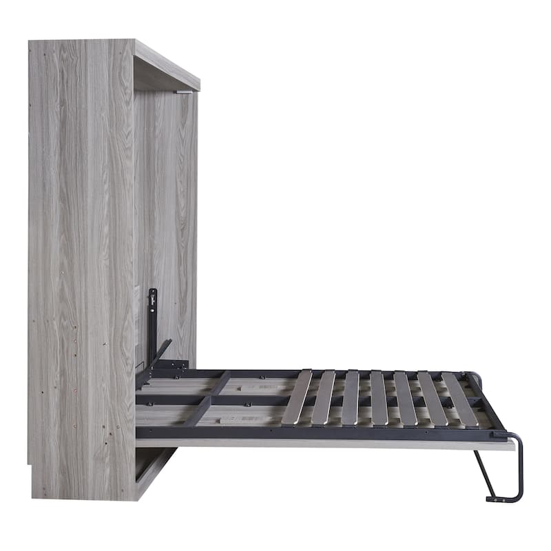 Gray Full Size Murphy Bed Folded into Cabinet