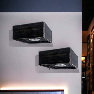 HomeRoots 7" Black Wood Wall Mounted Floating Shelf With LED Light - 7.00 in. x 3.00 in. x 7.00 in.
