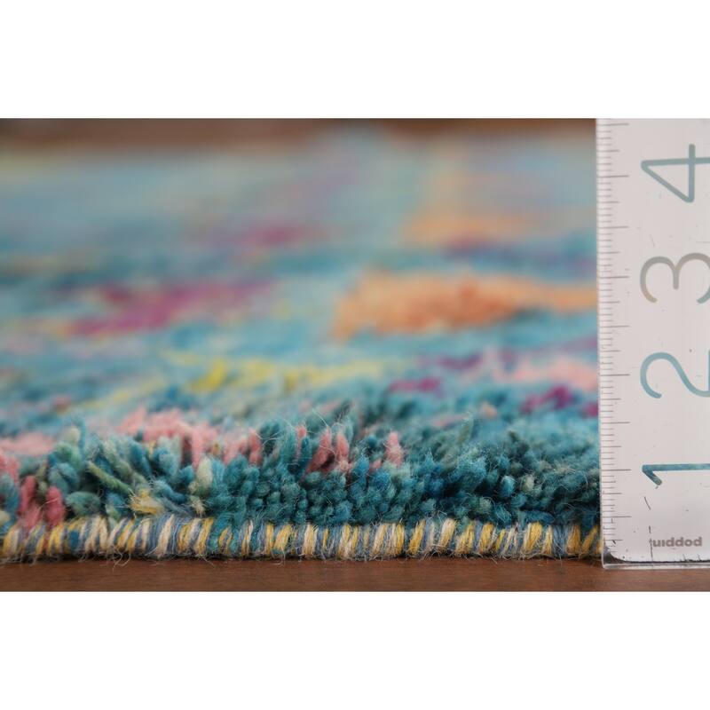 All-Over Trellis Plush Moroccan Area Rug Handmade Wool Carpet - 6'8" x 10'5"