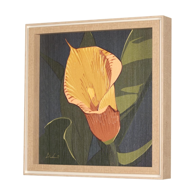 Flower Portrait VIII (Calla Lily)- Hand Embelished Textured Framed Art Print