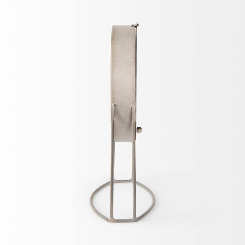 Aurus Matte Grey Metal Table Clock - 7.8"W x 4.7"D x 12.4"H