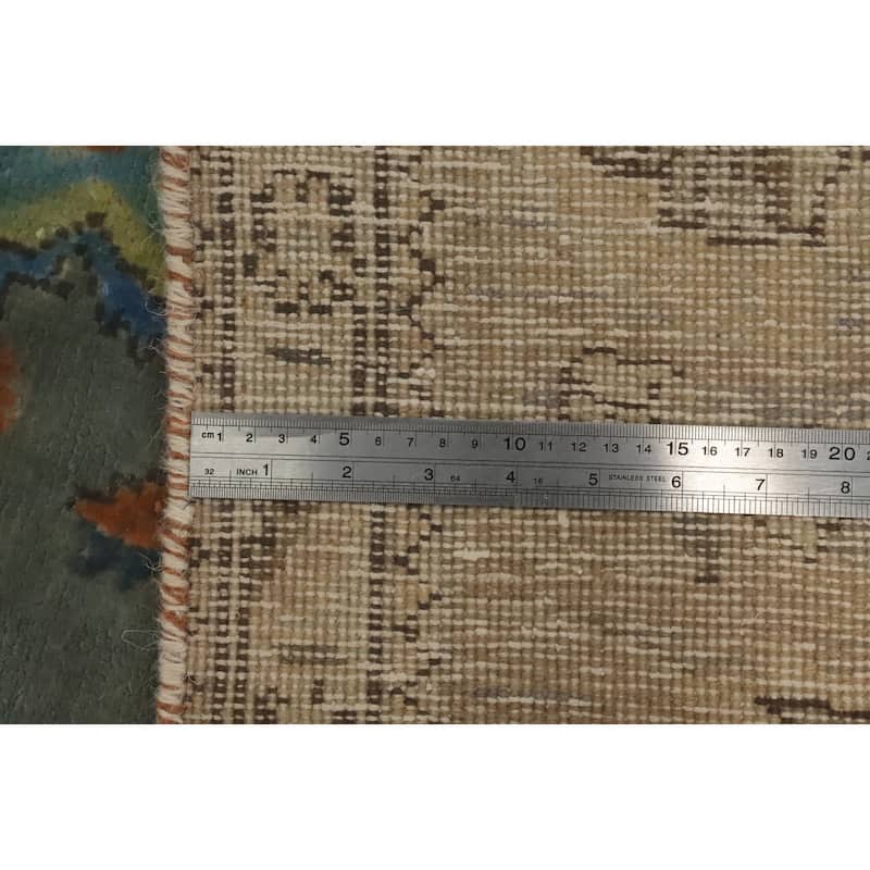 Hand Knotted Oriental 100% Wool Carpet Traditional Medallion Greys & Charcoal Tabriz Area Rug - 9' 7'' X 6' 7''