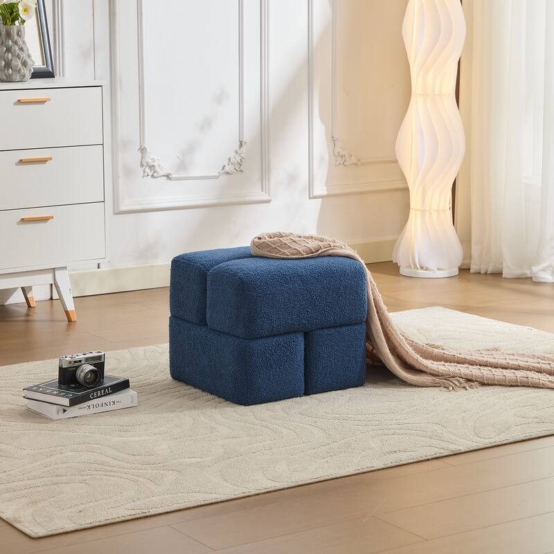 SEYNAR Modern 16.5''Faux Sherpa Square Cube Otttoman