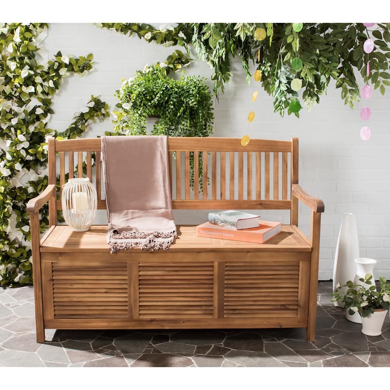 SAFAVIEH Outdoor Melany Storage Bench - 50Wx24Dx35H