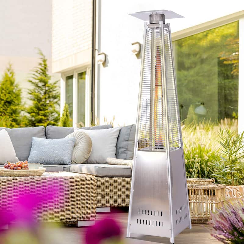 7.5 Feet Tall Outdoor Patio stainless steel Propane Space Heater - 42,000 Btu Pyramid Propane Heater
