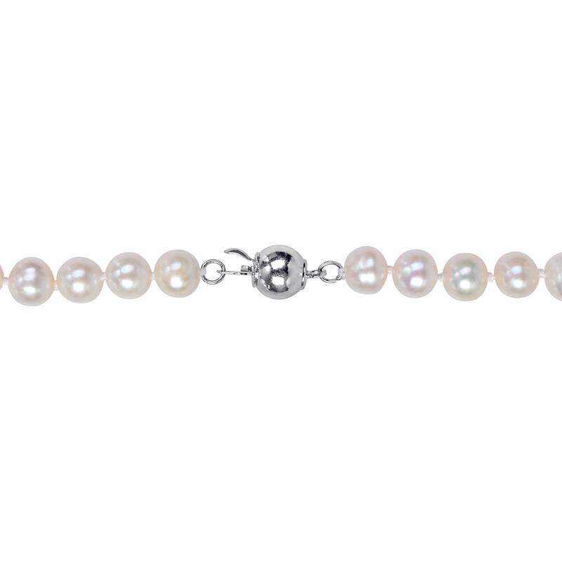 Miadora 7-8mm Cultured Freshwater Pearl Necklace and Elastic Bracelet Set Goldtone Clasp - 18 in