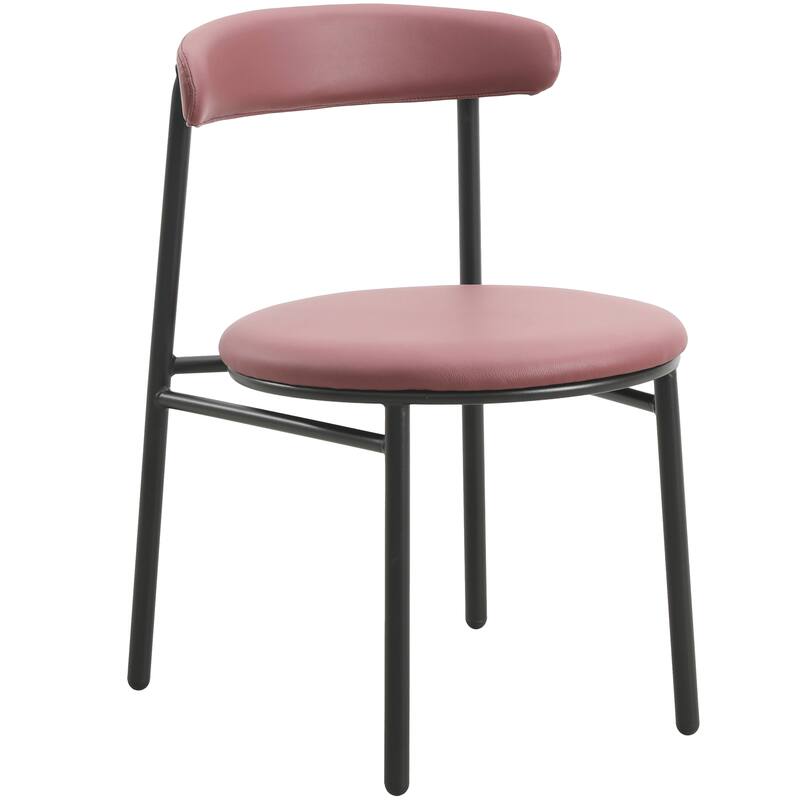 Lume Modern Dining Chairs Polyester Fabric Seat with Steel Legs by LeisureMod - Burgundy