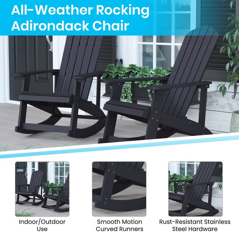 All Weather Polyresin Wood Rocking Adirondack Chair