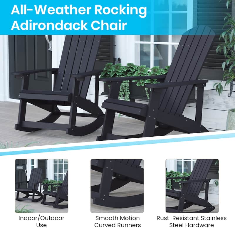 Indoor/Outdoor Rocking Adirondack Chairs with Cushions - Set of 2 - 29.5"W x 37.75"D x 39.5"H