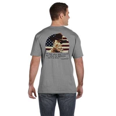 John Wayne What He Believes Men's T-Shirt, Steel Grey