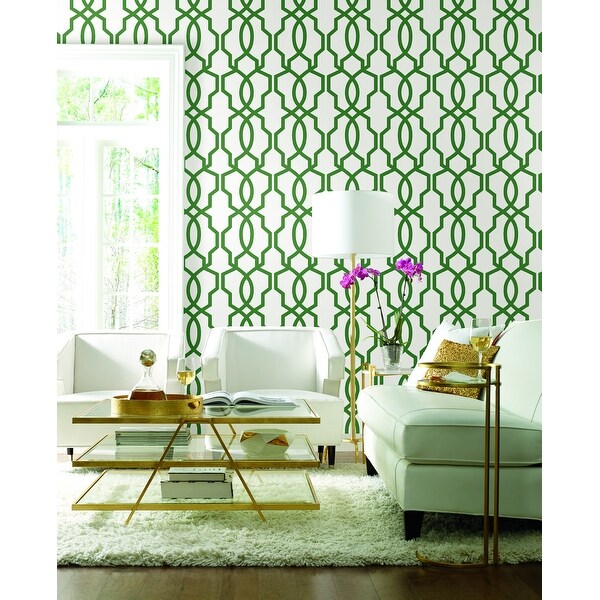 Shop Fillmore Hourglass Trellis Green Wallpaper - On Sale ...