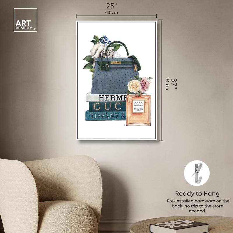 Books and Coco Orange Canvas by Art Remedy