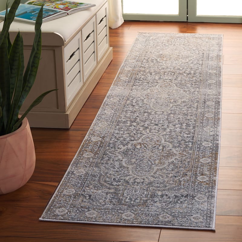 SAFAVIEH Finley Stoyanka Floral Rug - Grey/Beige - 2'2" x 8' Runner