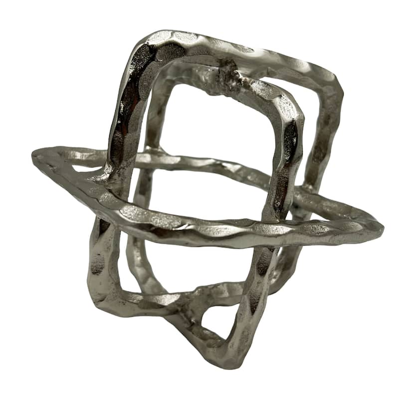 Decorative Handmade Aluminum 7.5 inch Square Sculpture - 7 x 7 x 7.5 in - Nickel
