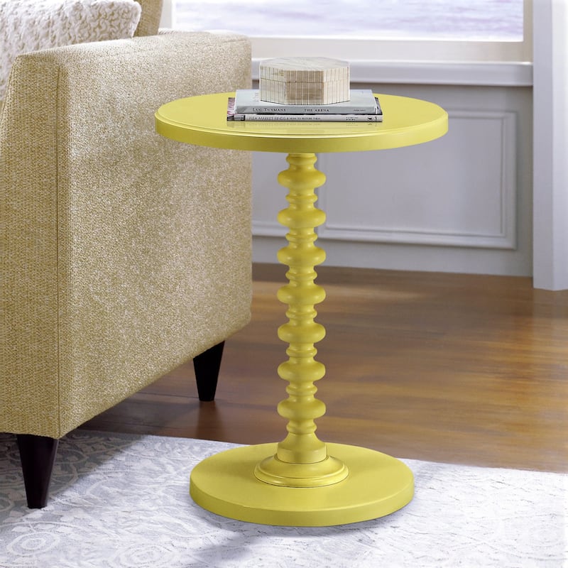 Round Wooden Side Table - Yellow
