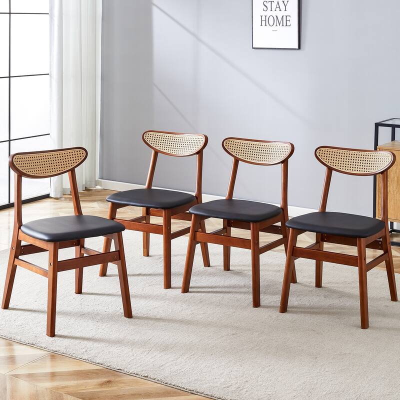 The stylish and durable solid wood dining chair, small curved back, PU cushion, and beautiful shape match with any room