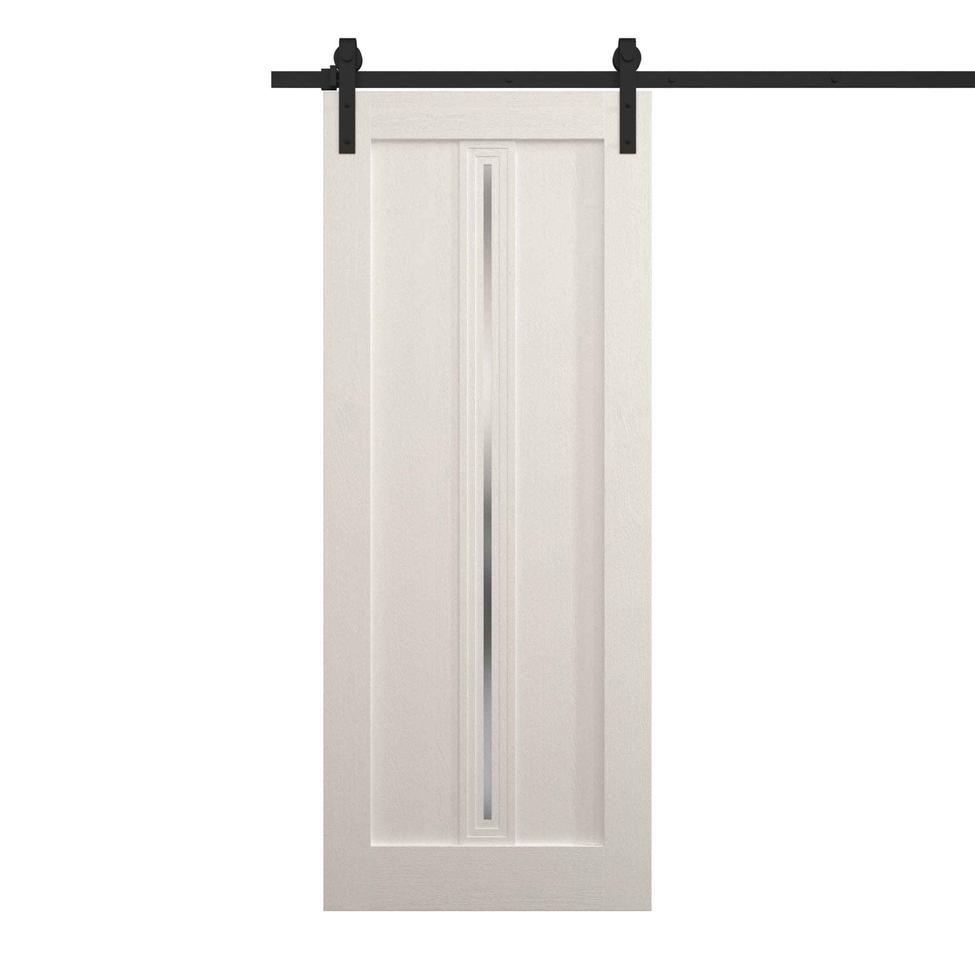 Modern Barn Door 18 x 80 inches | Ego 5014 Painted White Oak | 6.6FT Rail Track Heavy Hardware Set | Solid Panel Interior Doors