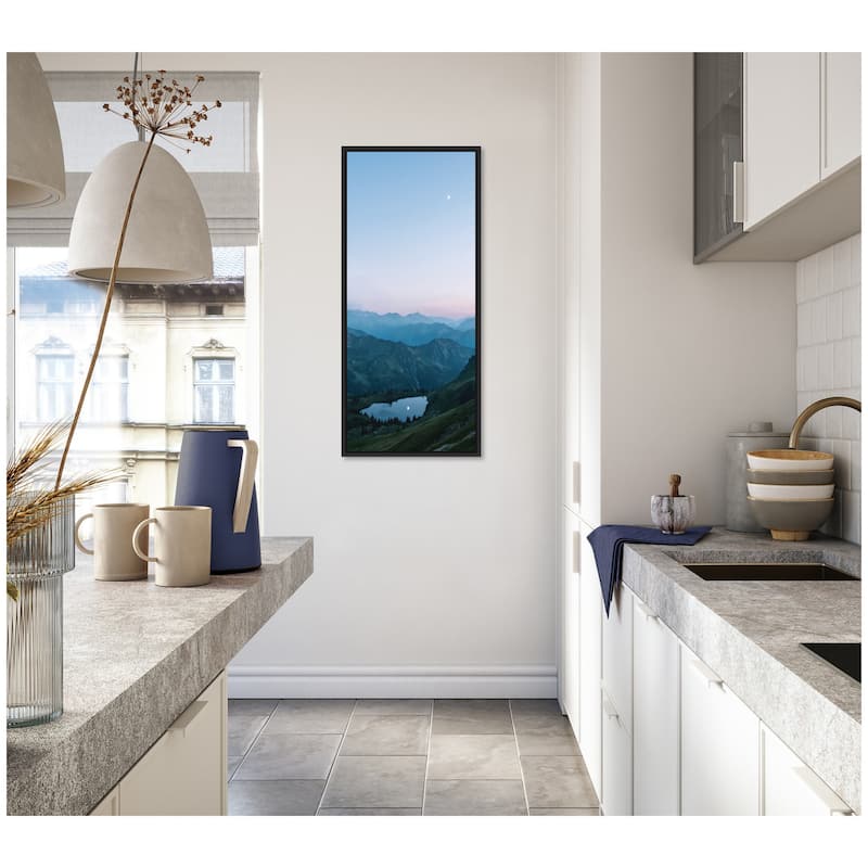 Kate and Laurel Sylvie Moonrise over the Mountain Lake in the German Alps Framed Canvas by Michael Schauer