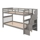 preview thumbnail 24 of 25, Twin-over-Twin Wood Bunk Bed with Storage Stairway and Headboard
