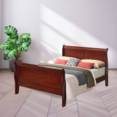 Wooden Sleigh Queen Platform Bed - 84" - Brown