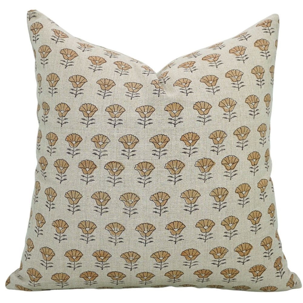 Linen Farmhouse Block print pillow Cover - Kohinoor