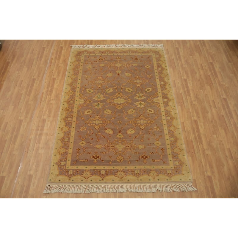 Hand Knotted Oriental 100% Wool Carpet Transitional Tribal Purples Oushak Area Rug - 10' 0'' X 7' 0''