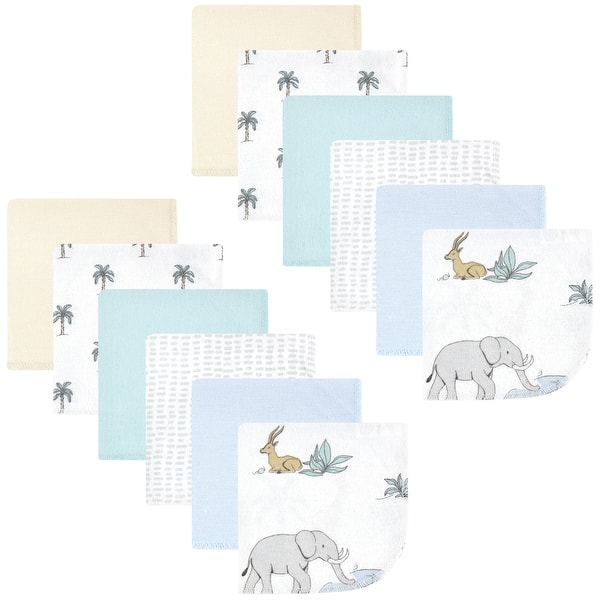 slide 1 of 1, Hudson Baby Infant Boy Flannel Cotton Washcloths, Boy Safari World 12-Pack, One Size - Boy Safari World 12-Pack - One Size One Size - Boy Safari World 12-Pack