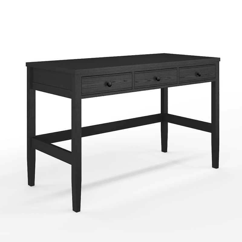 Martha Stewart Home Office Desk with 3 Drawers and Tapered Legs - Black Frame/Oil Rubbed Bronzed Hardware