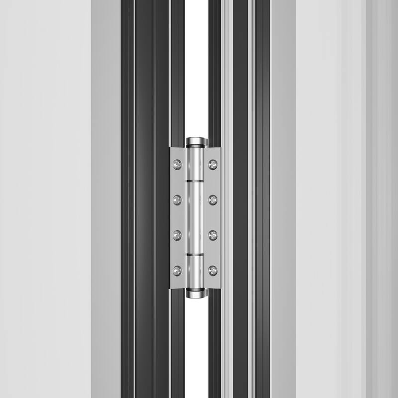 KaMic 108" X 80" 3 Panels Aluminum Folding Door In White, Folded Out From Left To Right Model #:FD3PWH10880-LR