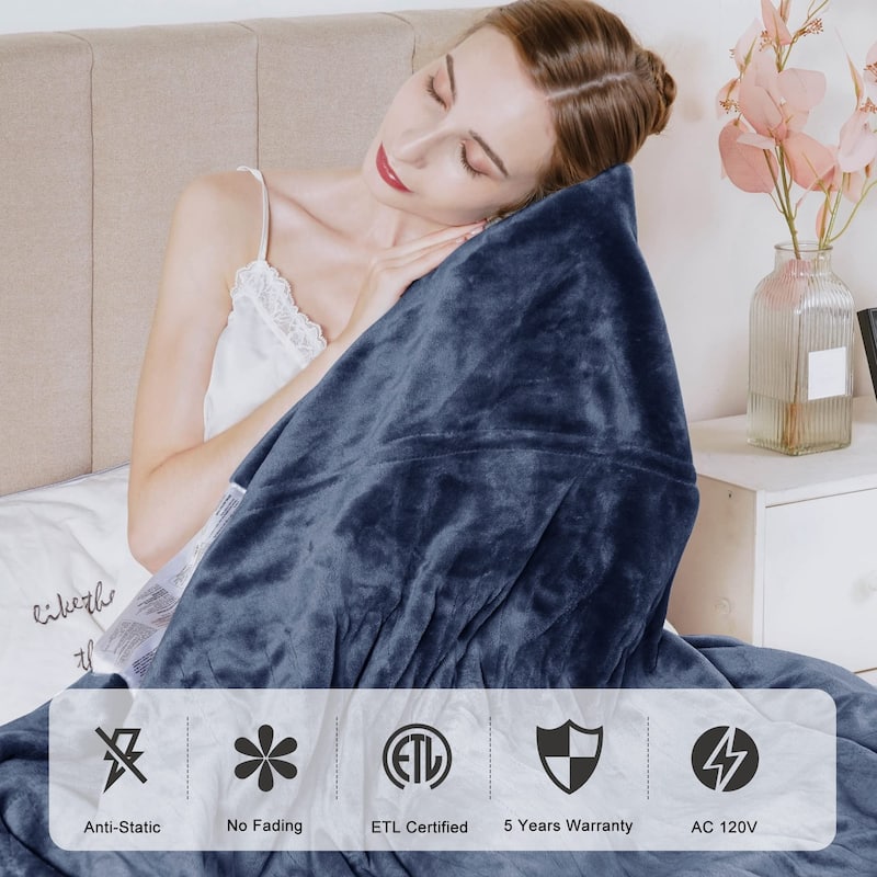 Electric Flannel King Queen Throw Heated Blanket