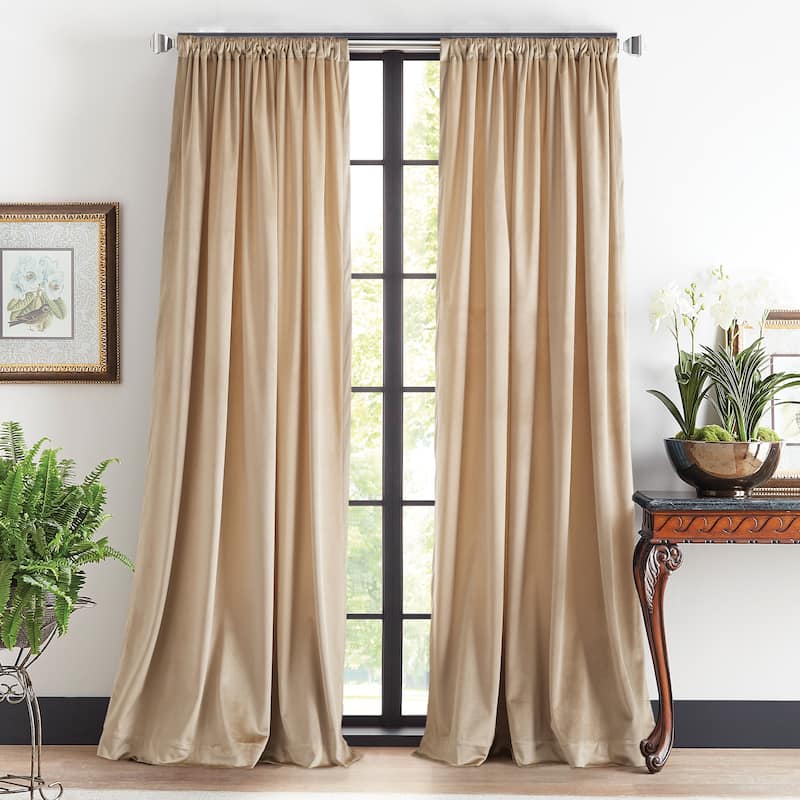 Martha Stewart Martha's Velvet Curtain Panel Pair - 84 Inches - Linen