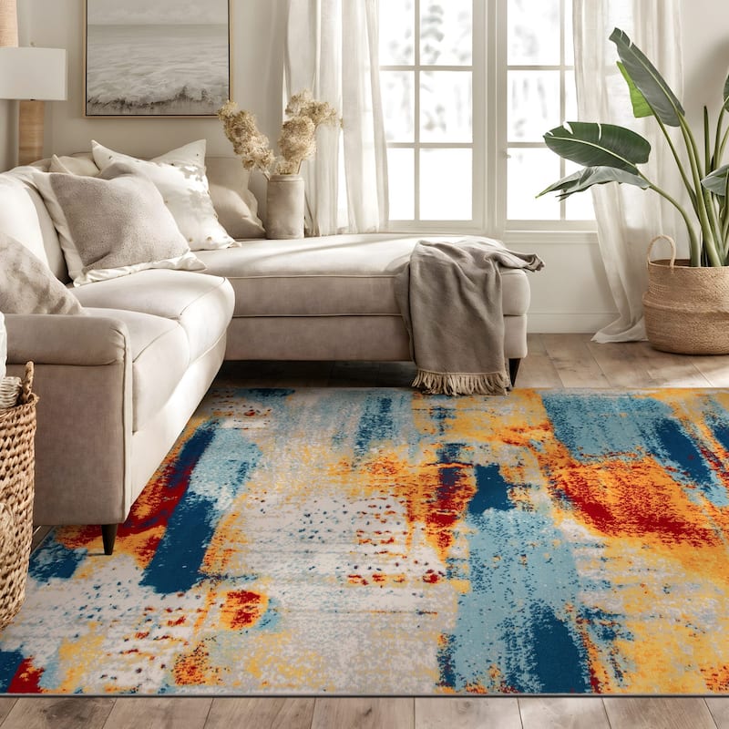 World Rug Gallery Bohemian Abstract Modern Area Rug - 5' x 7' - Runner