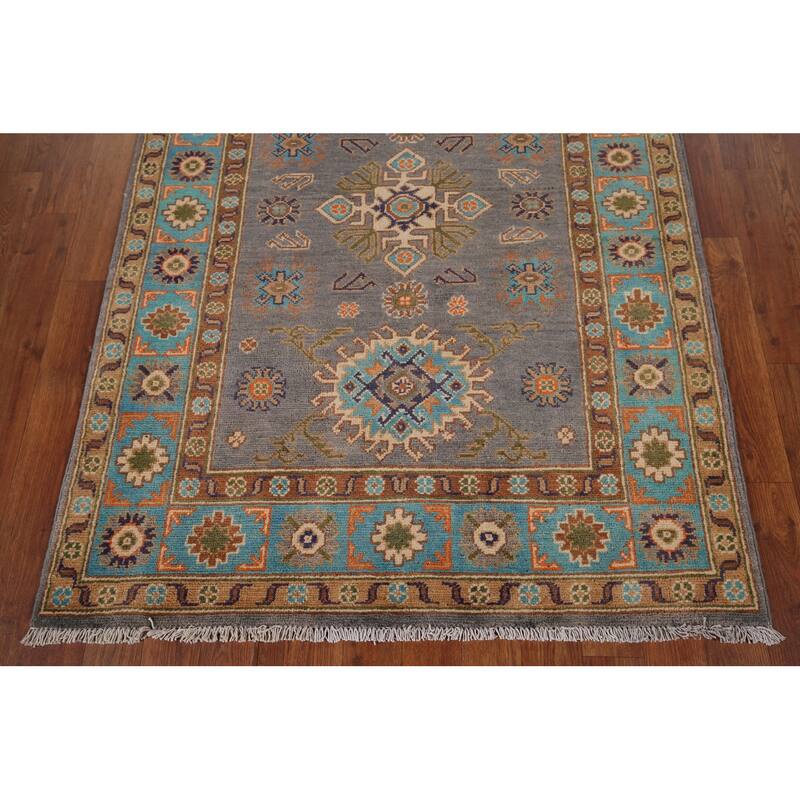Kazak Accent Rug Hand-Knotted Oriental Wool Carpet - 3'4" x 4'10"