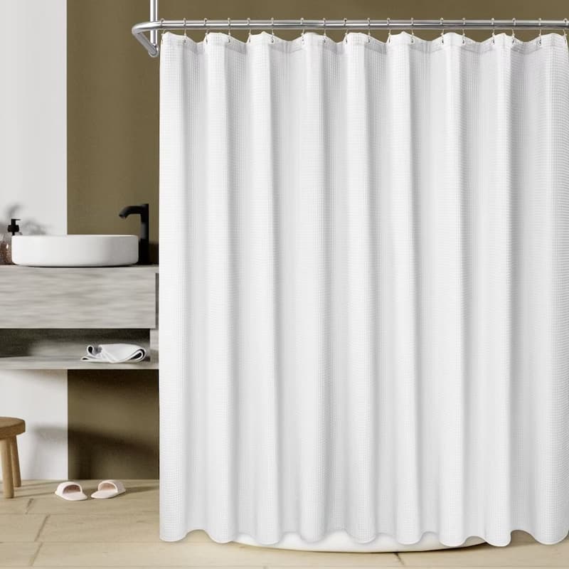 Cotton Blend Honeycomb Waffle Shower Curtain