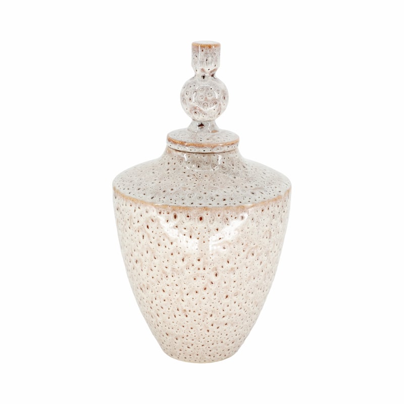 Sagebrook Home Exquisite Stoneware Truman Large Lidded Jar - Elegant Vase for Modern Home Decor