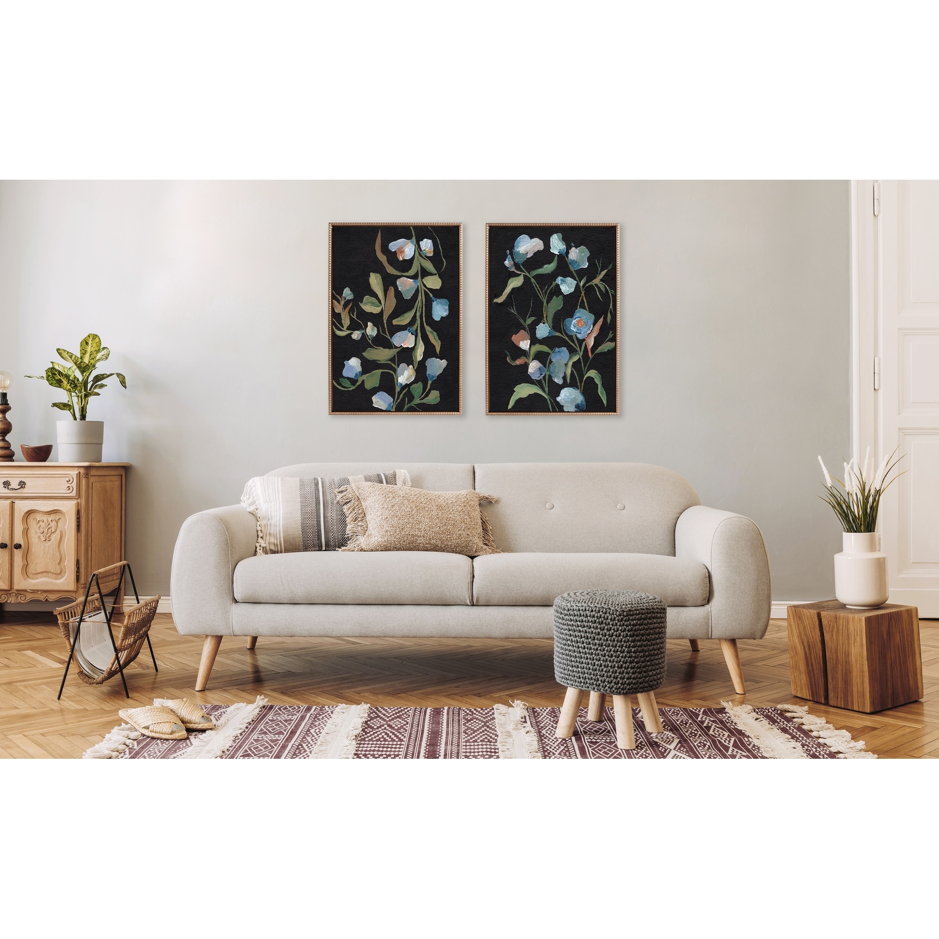 Sylvie Beaded Foliage I and III Framed Canvas Set by Nikita Jariwala