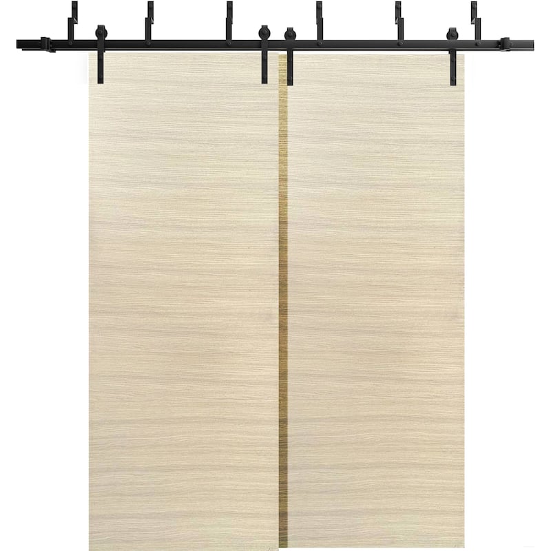 Sliding Closet Barn Bypass Doors 36 x 80 inches | Planum 0010 Natural Veneer | Sturdy 6.6ft Rails Hardware Set - 48" x 80" ( 2* 24x80)