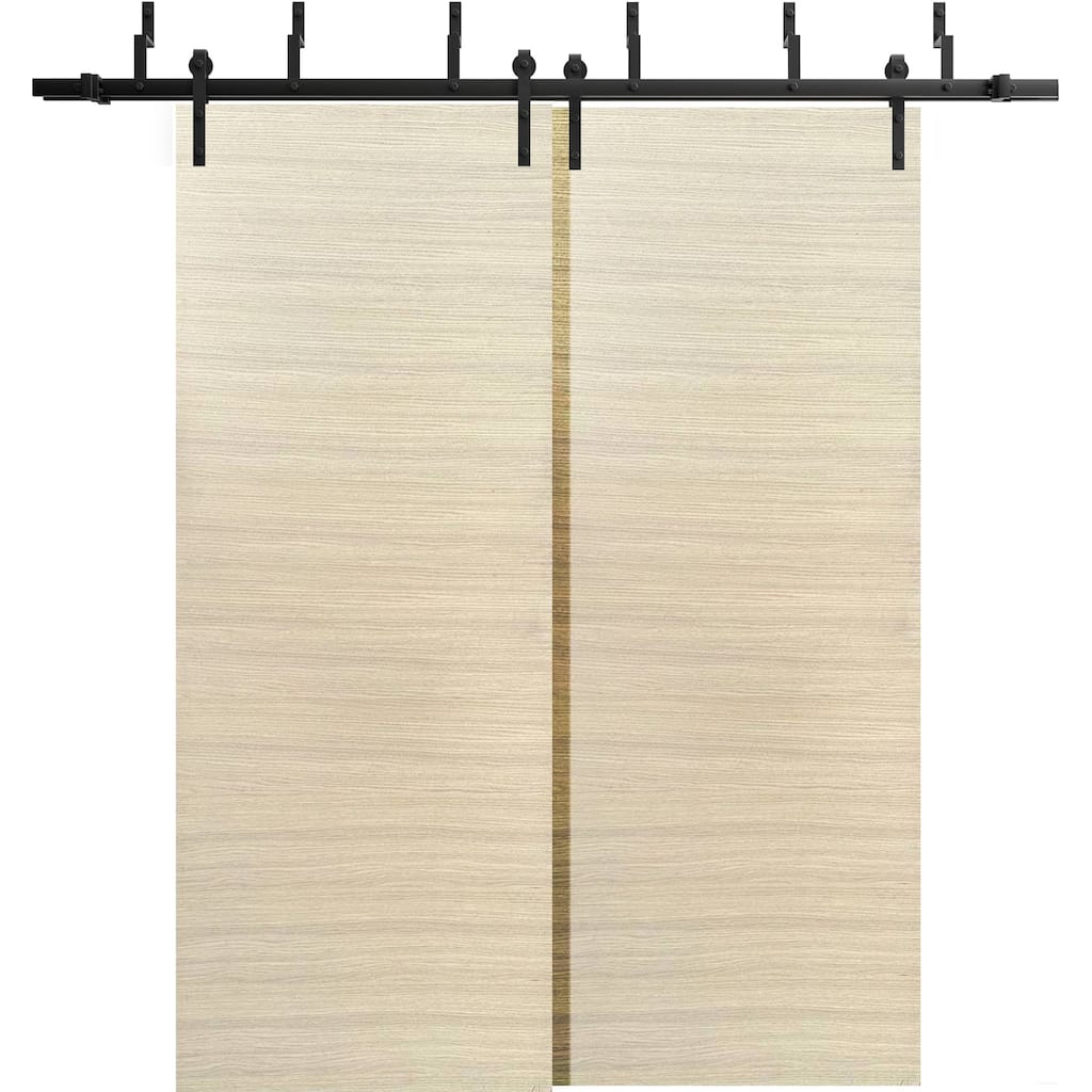 Sliding Closet Barn Bypass Doors 36 x 80 inches | Planum 0010 Natural Veneer | Sturdy 6.6ft Rails Hardware Set