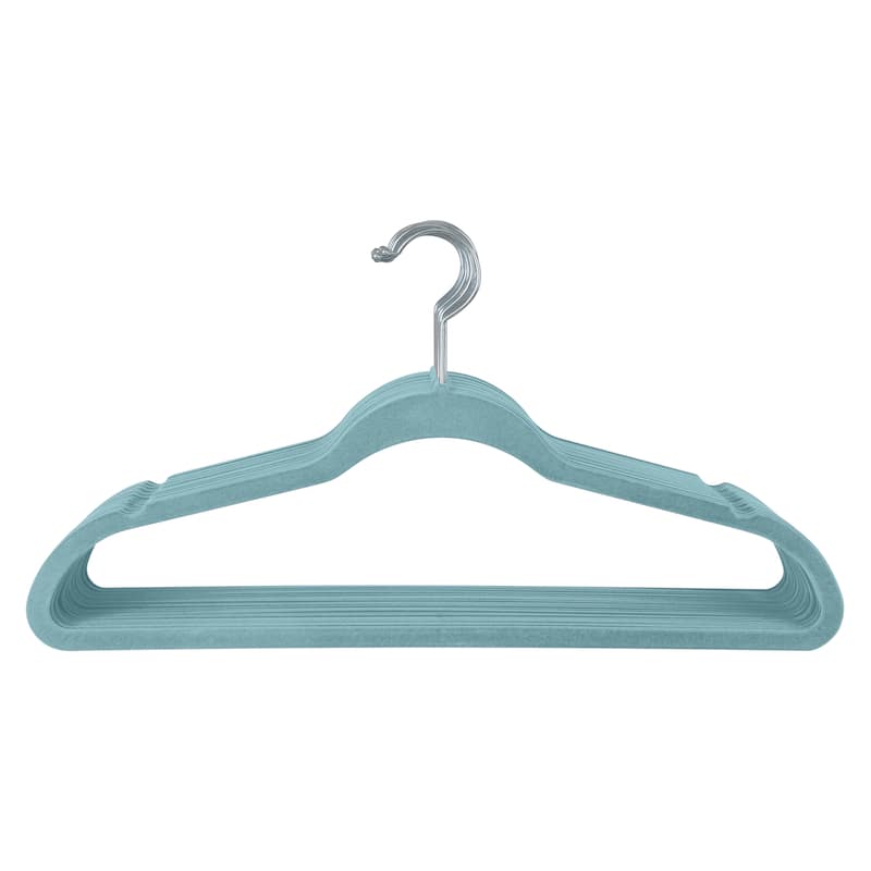 10 Super Slim Velvet Huggable Hangers in Dusty Blue - 1.97" x 17.72" x 9.25"