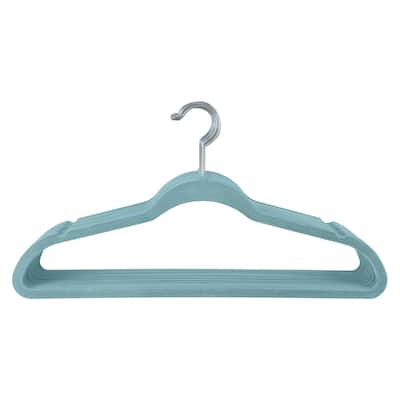 10 Super Slim Velvet Huggable Hangers in Dusty Blue - 1.97" x 17.72" x 9.25"