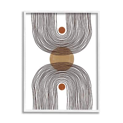 Stupell Asymmetrical Rainbow Reflection Abstract Round Shapes Brown White Framed Wall Art