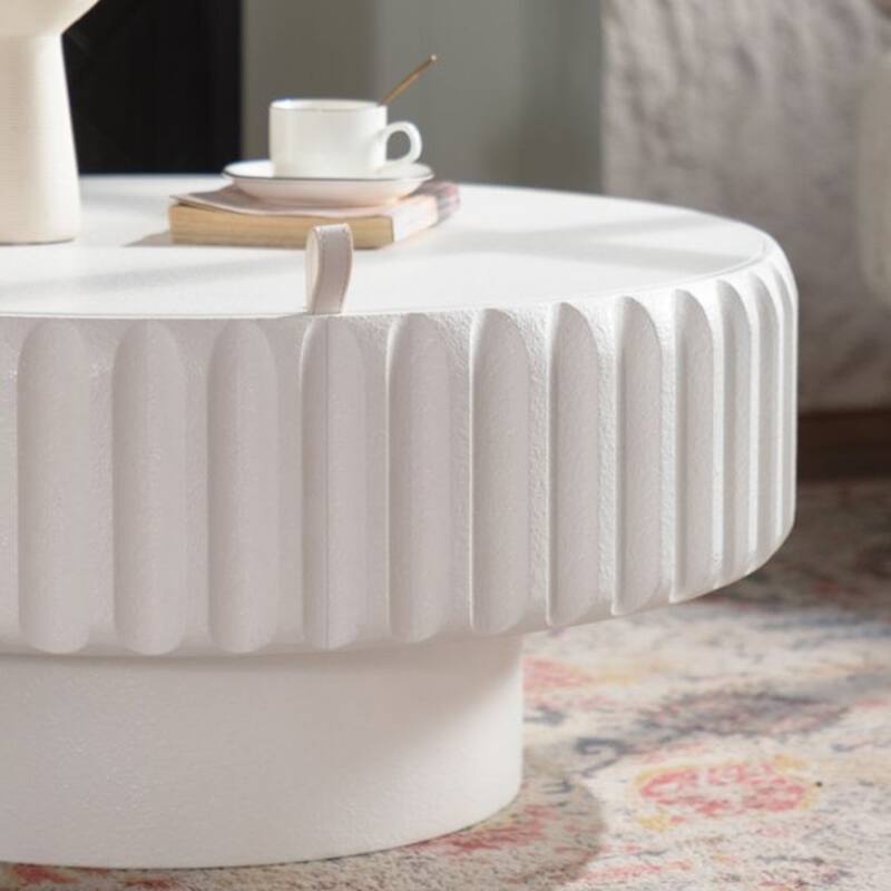 Round Storage Coffee Table with Flip-top Design, 31.5 Inch Modern Center Table, Woodern Accent Coffee Tables