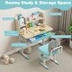 preview thumbnail 7 of 16, Height Adjustable Children School Home Study Table and Chair Set with Tilted Desktop for 3-12 Years Old Blue