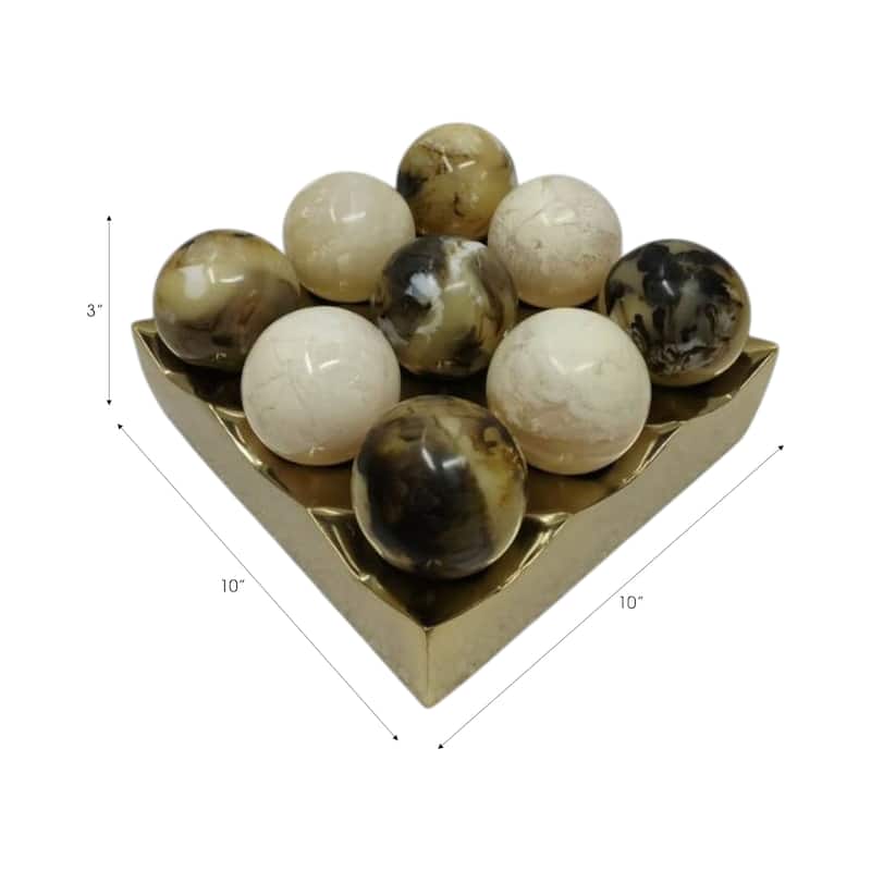 Metal and Marble Game Decor Piece Decorative Sculpture for Home Office - 10" x 10" x 3"