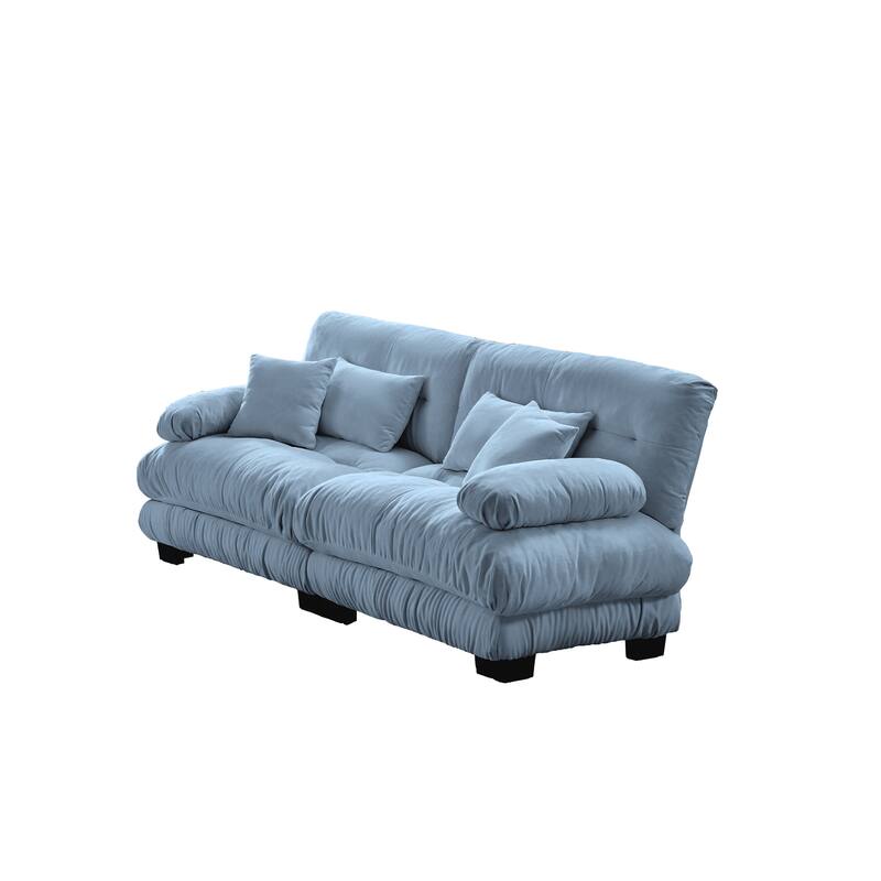 Oversized Modular Sectional Sofa, Chenille Deep Seat 2-Seater Sofa, Upholstered Cloud Couch with Lumbar Pillows & Throw Pillows